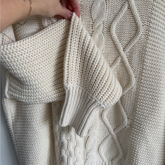 Free People Dream Cable Knit Sweater | Oversized Cream Cozy Boho - Picture 3 of 13